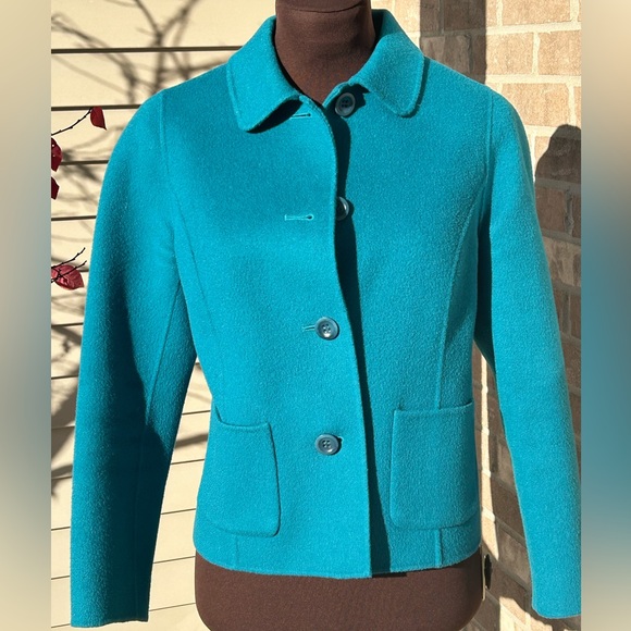 TALBOTS s2P teal wool jacket-slightly Cropped-Looks new! Super soft/cozy - Picture 1 of 4